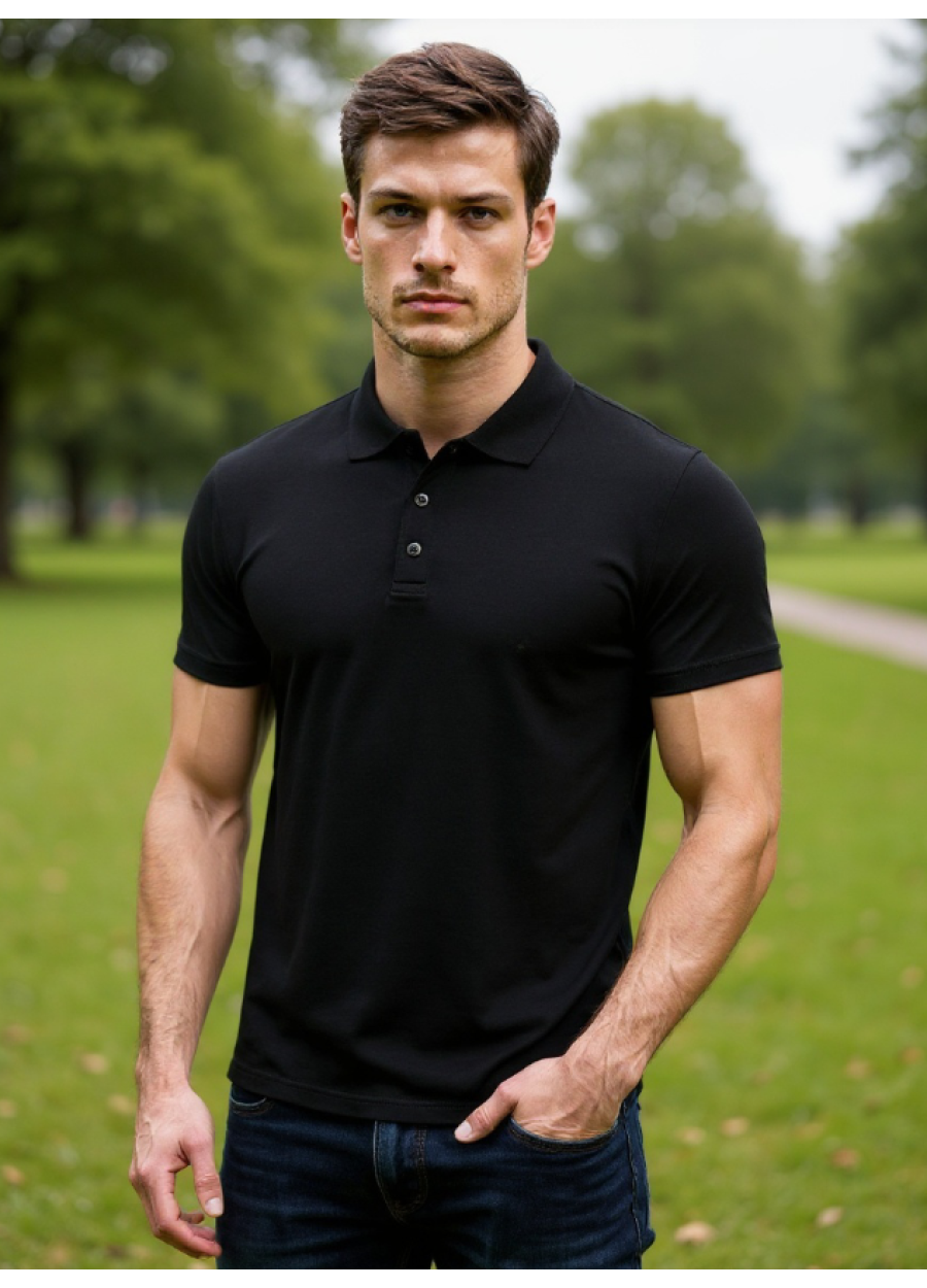 Polo yaka pike tshirt Siyah